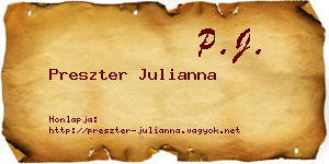 Preszter Julianna névjegykártya